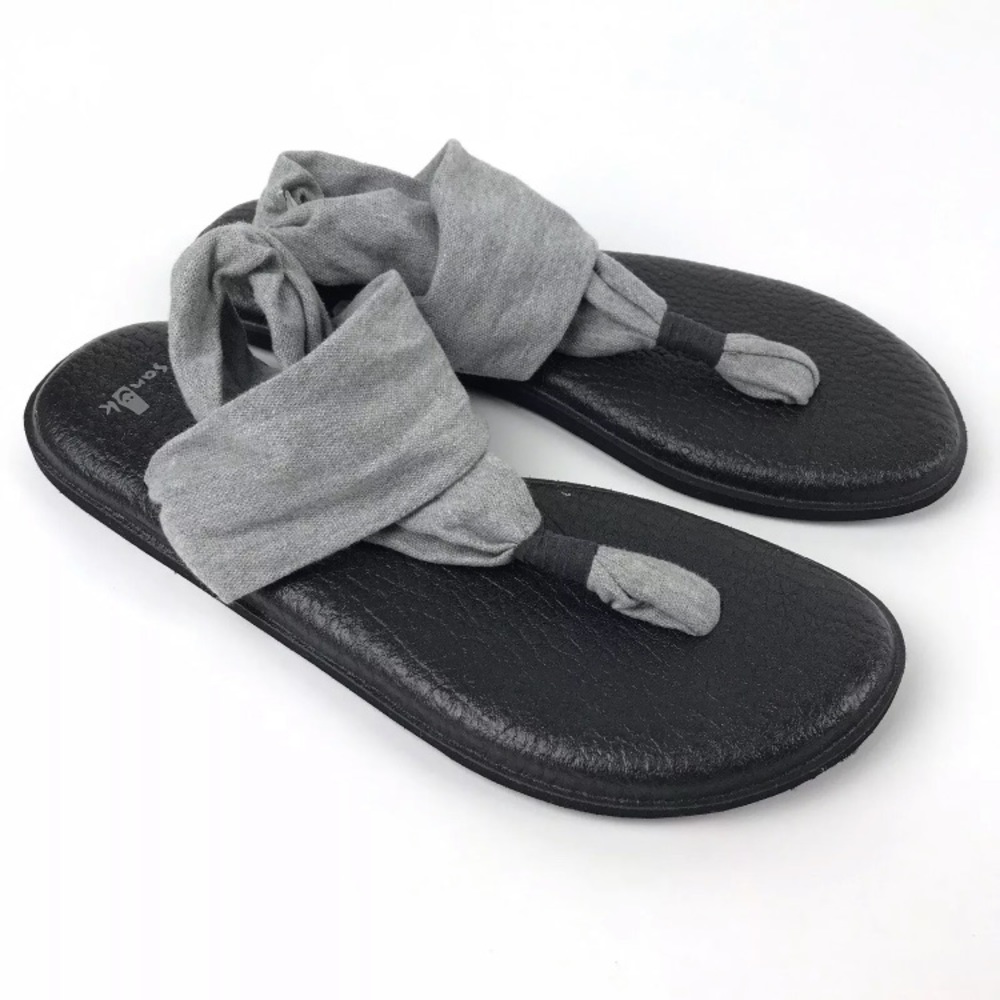 NEW Sanuk Black Gray Yoga Sling 2 Sandals Flats 10 - Picture 4 of 8
